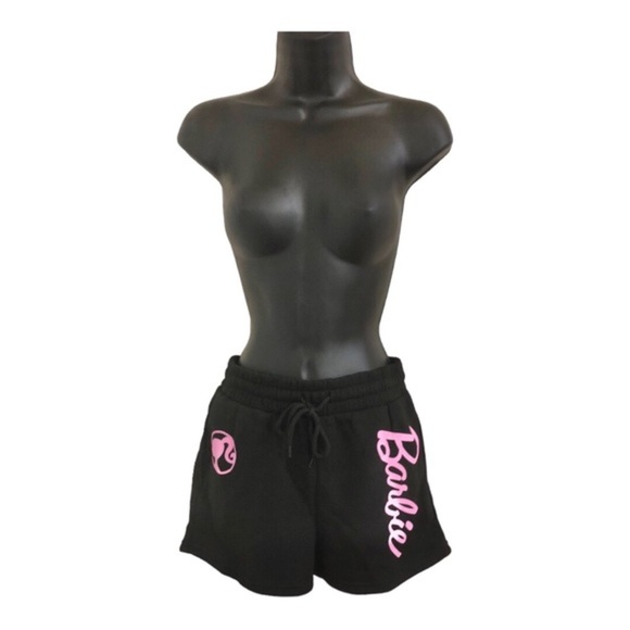 Barbie black pink graphic print drawstring waist sweats shorts size small new - Picture 6 of 10